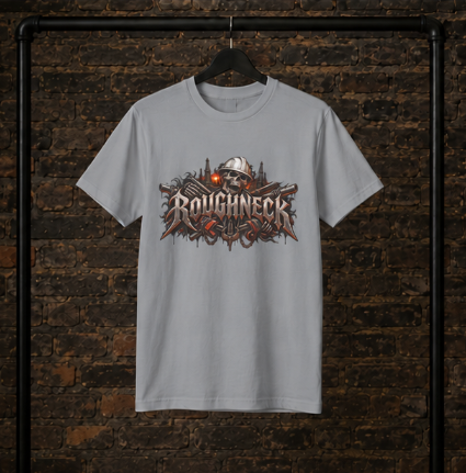 Roughneck Skull Oilfield T-Shirt, Hardhat Floorhand Rig Hand Tee