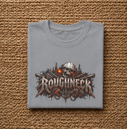 Roughneck Skull Oilfield T-Shirt, Hardhat Floorhand Rig Hand Tee