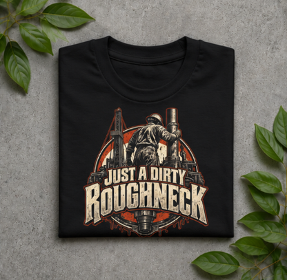 Just a Dirty Roughneck Vintage Oil Rig Worker Badge T-Shirt