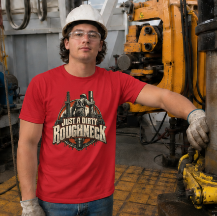 Just a Dirty Roughneck Vintage Oil Rig Worker Badge T-Shirt