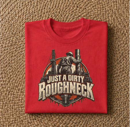 Just a Dirty Roughneck Vintage Oil Rig Worker Badge T-Shirt