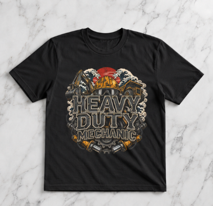 Heavy Duty Mechanic Hardhat Machinery Woodblock T-Shirt