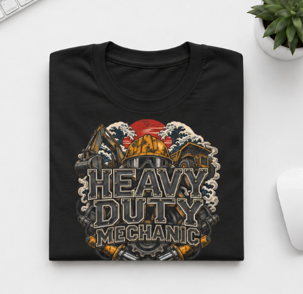 Heavy Duty Mechanic Hardhat Machinery Woodblock T-Shirt