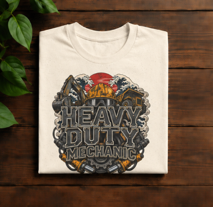 Heavy Duty Mechanic Hardhat Machinery Woodblock T-Shirt