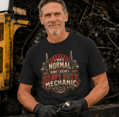I Was Normal Before I Became a Heavy Duty Mechanic Sunburst Gear T-Shirt