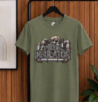 Proud Insulator Hardhat Skull and Wrapped Pipe T-Shirt
