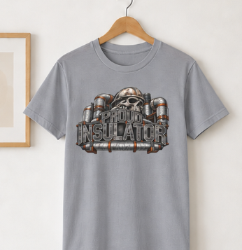 Proud Insulator Hardhat Skull and Wrapped Pipe T-Shirt