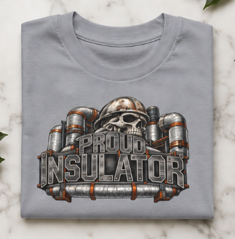 Proud Insulator Hardhat Skull and Wrapped Pipe T-Shirt
