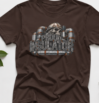 Proud Insulator Hardhat Skull and Wrapped Pipe T-Shirt