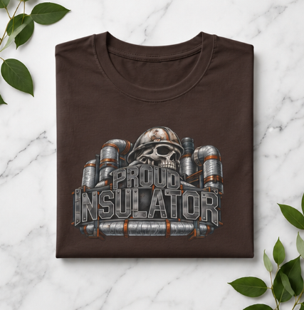 Proud Insulator Hardhat Skull and Wrapped Pipe T-Shirt