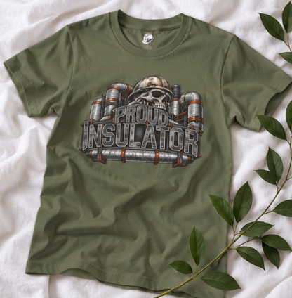 Proud Insulator Hardhat Skull and Wrapped Pipe T-Shirt