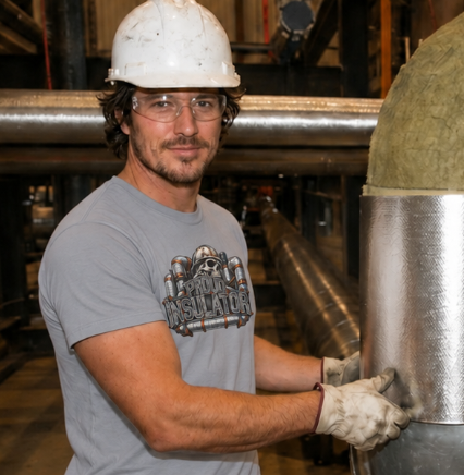 Proud Insulator Hardhat Skull and Wrapped Pipe T-Shirt