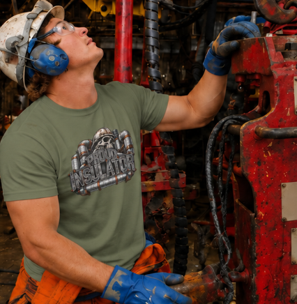 Proud Insulator Hardhat Skull and Wrapped Pipe T-Shirt