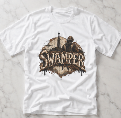 Swamper Muddy Oilfield Worker Topographic Rig T-Shirt