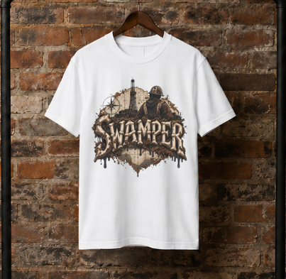 Swamper Muddy Oilfield Worker Topographic Rig T-Shirt
