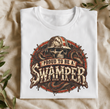 Proud to Be a Swamper Skull Snake Mud T-Shirt
