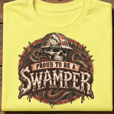 Proud to Be a Swamper Skull Snake Mud T-Shirt