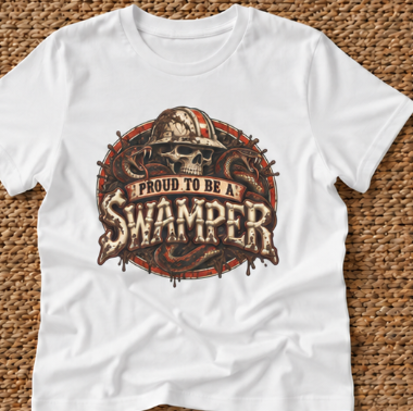 Proud to Be a Swamper Skull Snake Mud T-Shirt