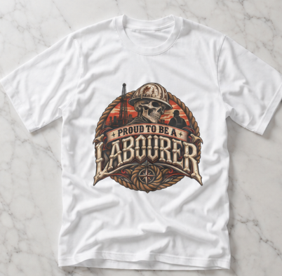 Proud to Be a Labourer Skull Hardhat Oilfield T-Shirt