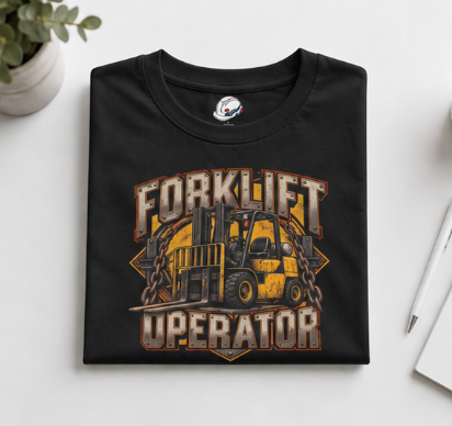 Forklift Operator Chained Industrial Forklift Badge T-Shirt