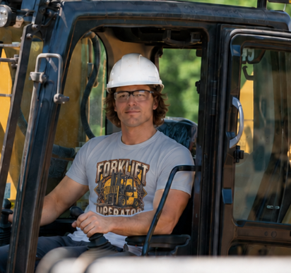 Forklift Operator Chained Industrial Forklift Badge T-Shirt