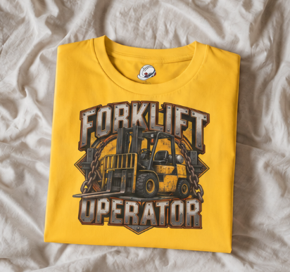 Forklift Operator Chained Industrial Forklift Badge T-Shirt
