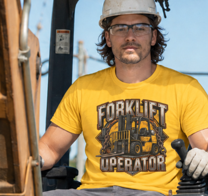 Forklift Operator Chained Industrial Forklift Badge T-Shirt