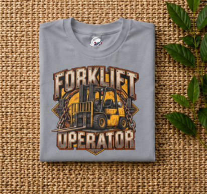 Forklift Operator Chained Industrial Forklift Badge T-Shirt