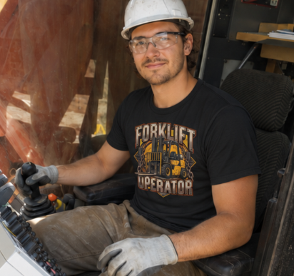 Forklift Operator Chained Industrial Forklift Badge T-Shirt