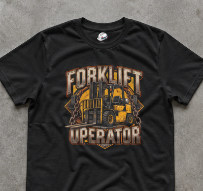 Forklift Operator Chained Industrial Forklift Badge T-Shirt