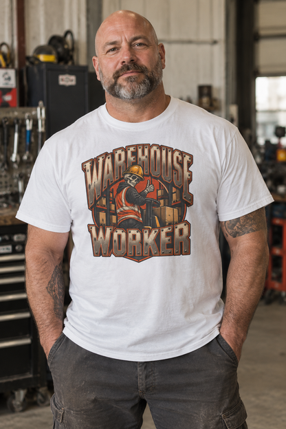 Warehouse Worker Skeleton Thumbs-Up Industrial Mascot T-Shirt