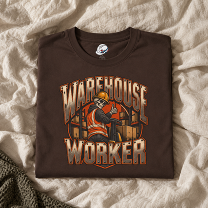 Warehouse Worker Skeleton Thumbs-Up Industrial Mascot T-Shirt