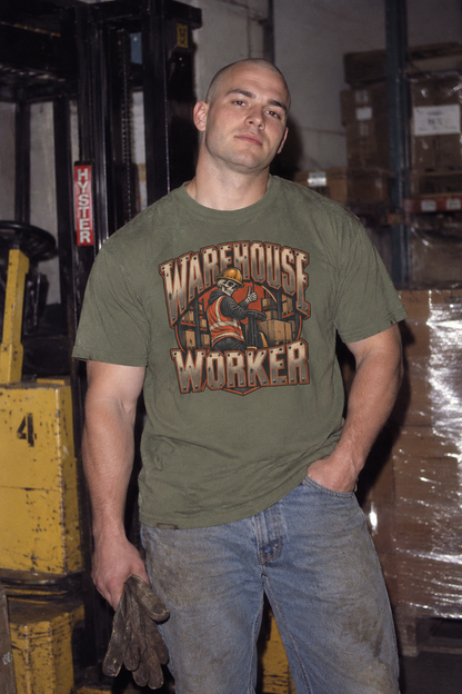 Warehouse Worker Skeleton Thumbs-Up Industrial Mascot T-Shirt
