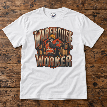 Warehouse Worker Skeleton Thumbs-Up Industrial Mascot T-Shirt