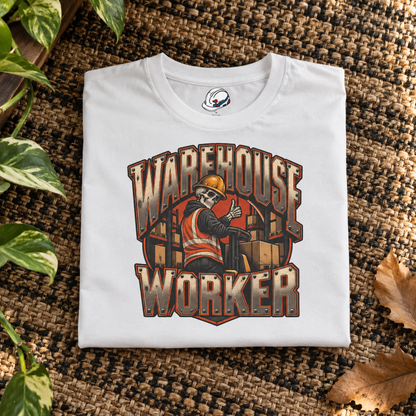 Warehouse Worker Skeleton Thumbs-Up Industrial Mascot T-Shirt