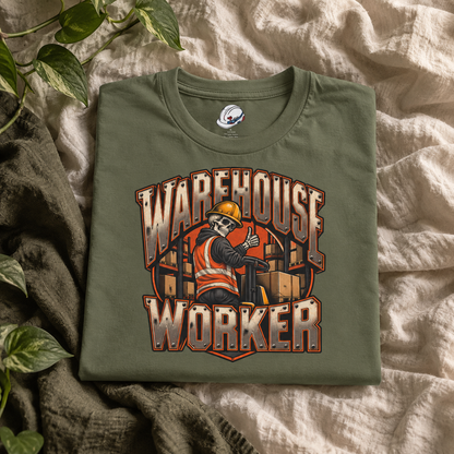 Warehouse Worker Skeleton Thumbs-Up Industrial Mascot T-Shirt