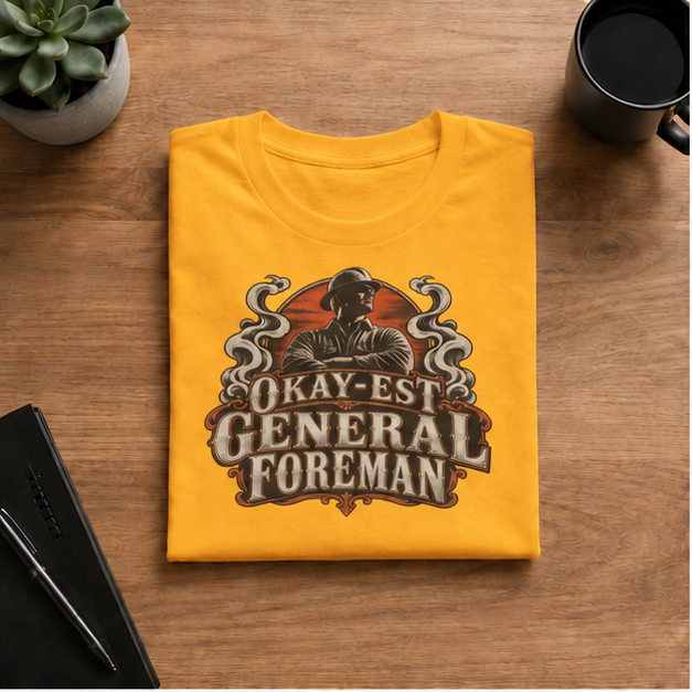 Okay-est General Foreman Hardhat Worker Vintage Badge Men’s T-Shirt