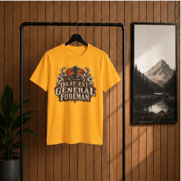 Okay-est General Foreman Hardhat Worker Vintage Badge Men’s T-Shirt