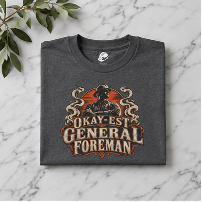 Okay-est General Foreman Hardhat Worker Vintage Badge Men’s T-Shirt