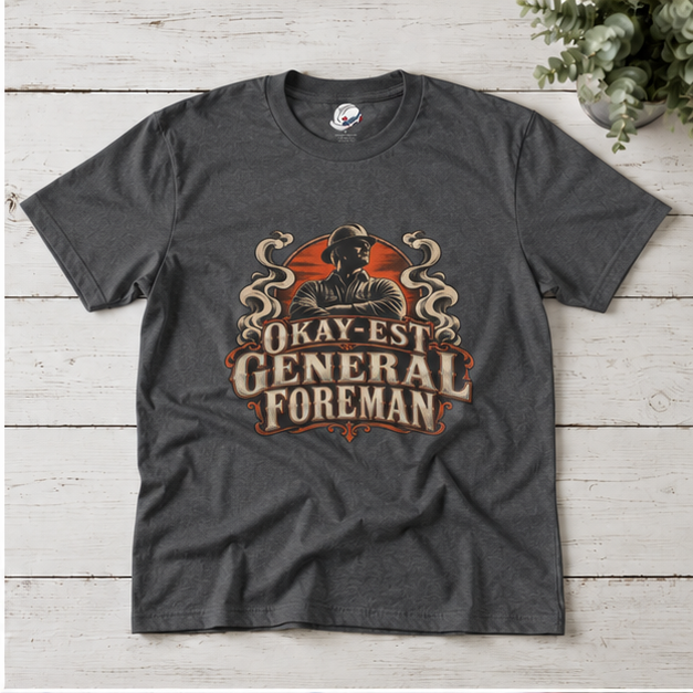 Okay-est General Foreman Hardhat Worker Vintage Badge Men’s T-Shirt