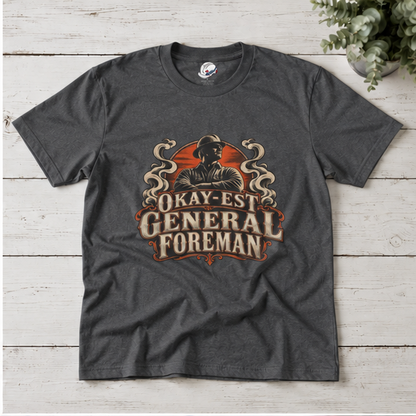 Okay-est General Foreman Hardhat Worker Vintage Badge Men’s T-Shirt