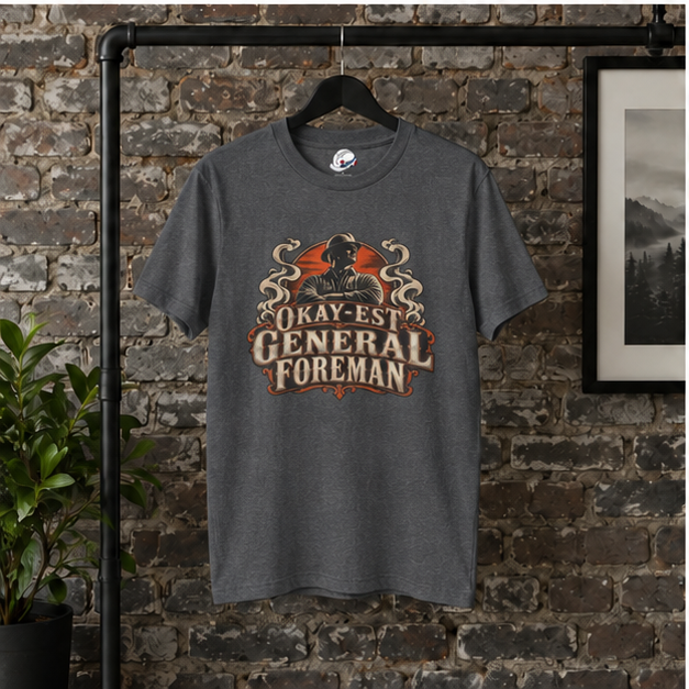 Okay-est General Foreman Hardhat Worker Vintage Badge Men’s T-Shirt