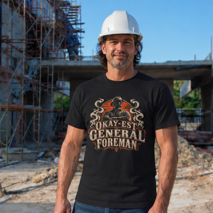 Okay-est General Foreman Hardhat Worker Vintage Badge Men’s T-Shirt