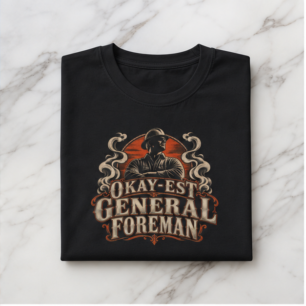 Okay-est General Foreman Hardhat Worker Vintage Badge Men’s T-Shirt