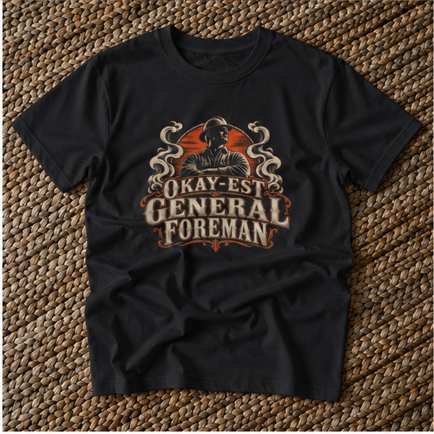 Okay-est General Foreman Hardhat Worker Vintage Badge Men’s T-Shirt