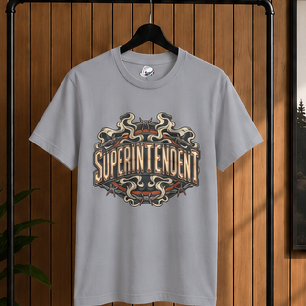 Superintendent Smoke and Barbed Wire Vintage Badge Men’s T-Shirt