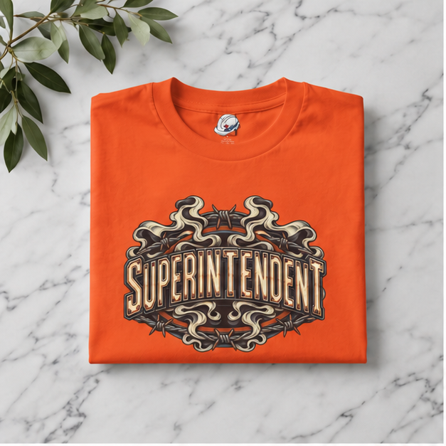 Superintendent Smoke and Barbed Wire Vintage Badge Men’s T-Shirt