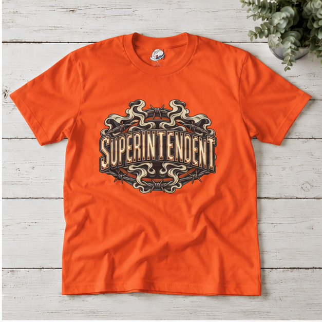 Superintendent Smoke and Barbed Wire Vintage Badge Men’s T-Shirt