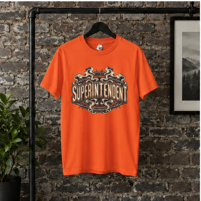 Superintendent Smoke and Barbed Wire Vintage Badge Men’s T-Shirt