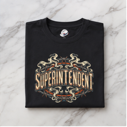 Superintendent Smoke and Barbed Wire Vintage Badge Men’s T-Shirt